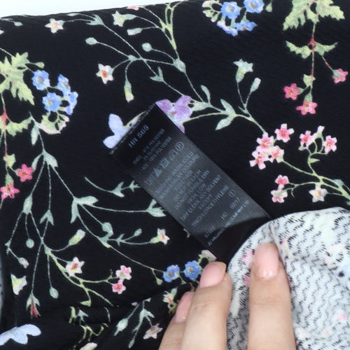 Simply Be Women's Black Floral Tunic Blouse Size 12