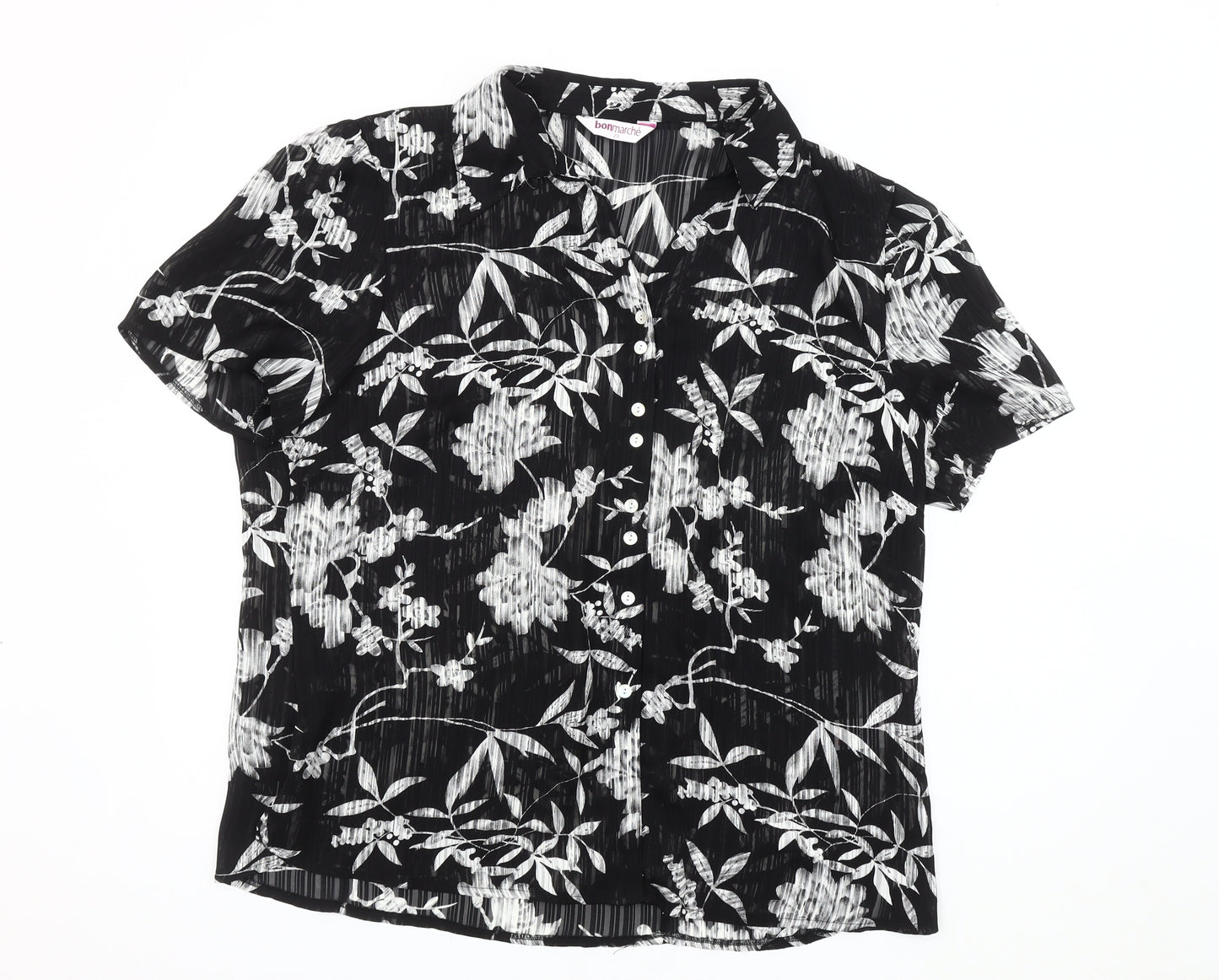 Bonmarché Women's Black Floral Blouse Size 20
