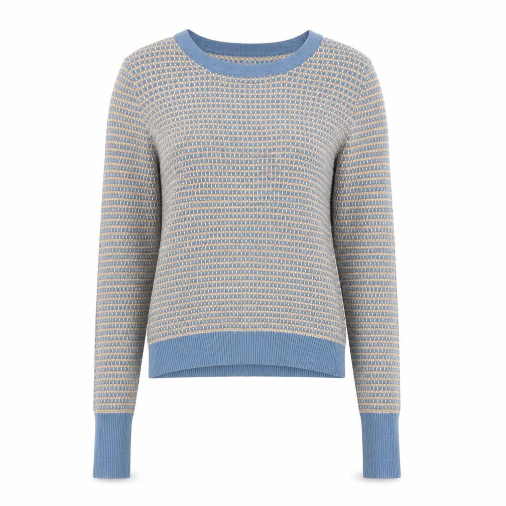 Front view of Zara Women's Blue Geometric jumper, size 8