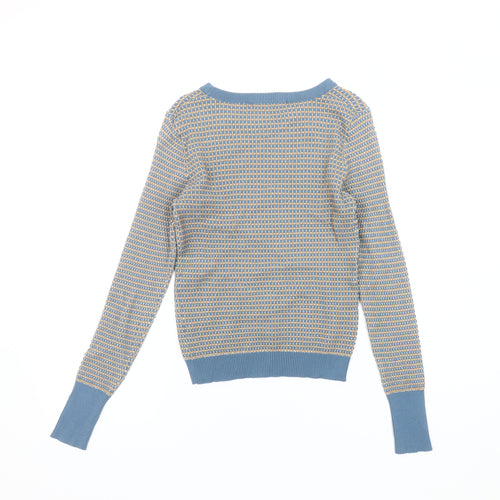 Zara Women's Blue Geometric Pullover Jumper, Size 8