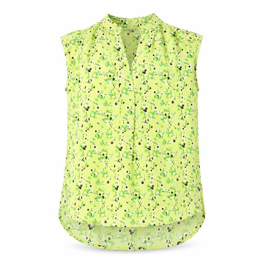 Front view of Next Women's Green Floral Collared Blouse, size 8