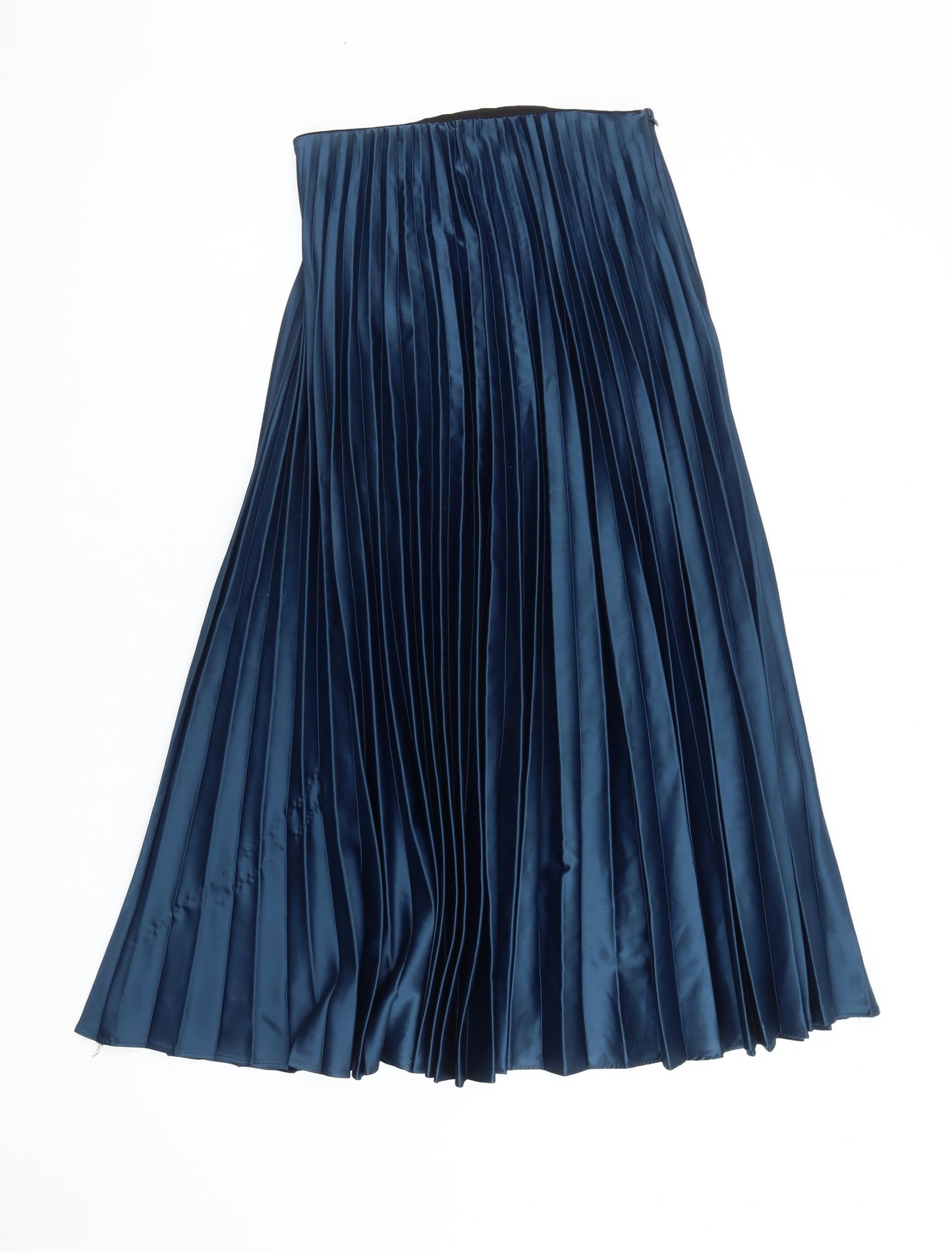 Zara Women's Blue Pleated Midi Skirt, Size 2XS