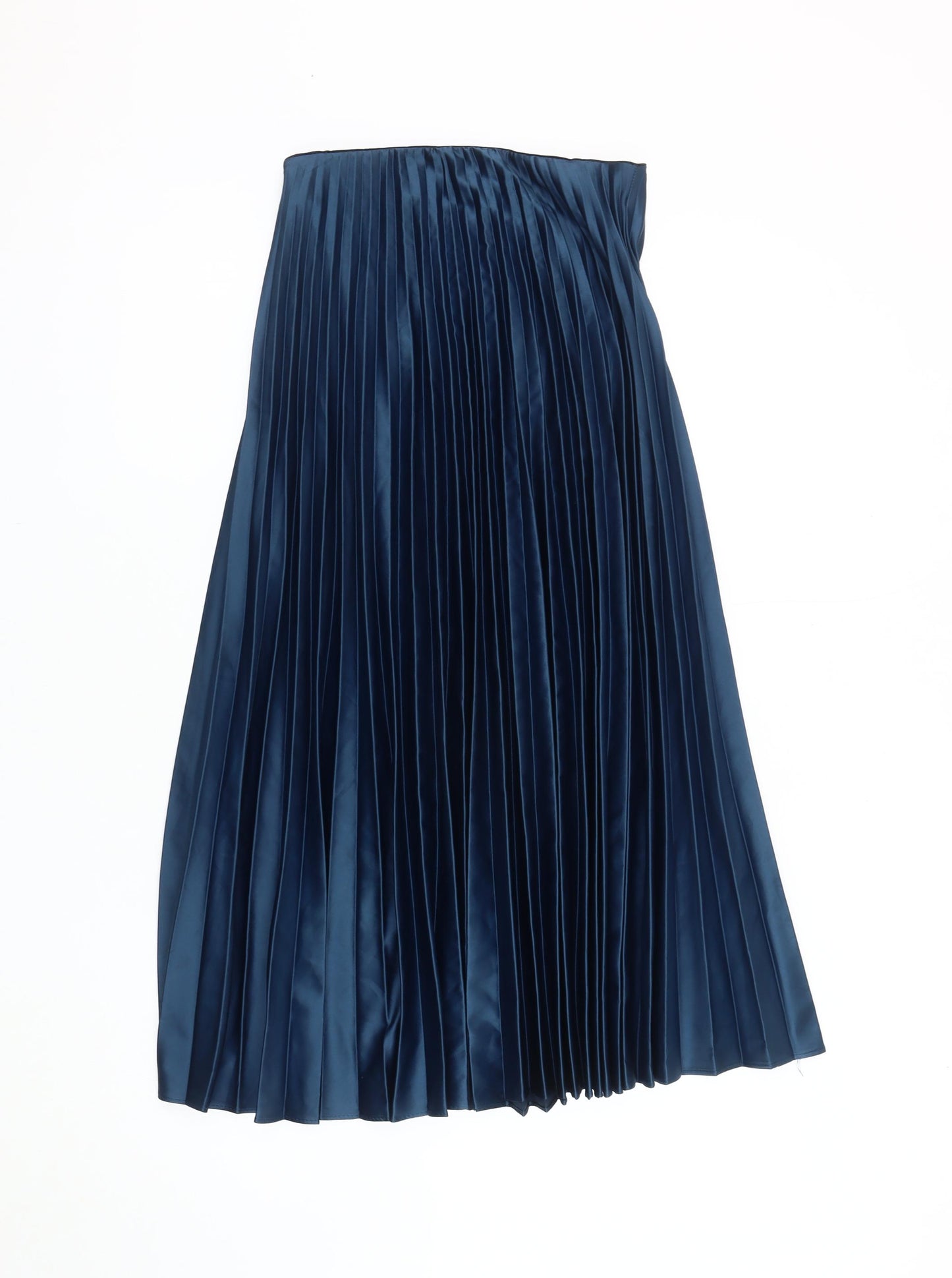 Zara Women's Blue Pleated Midi Skirt, Size 2XS