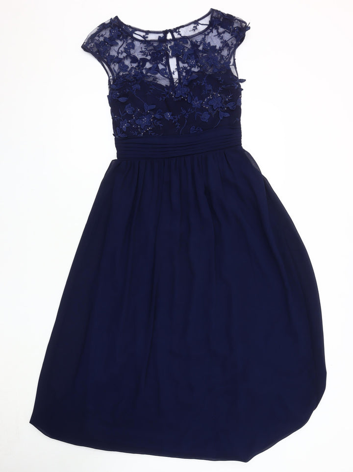 Sistaglam Women's Blue A-Line Midi Dress, Size 8