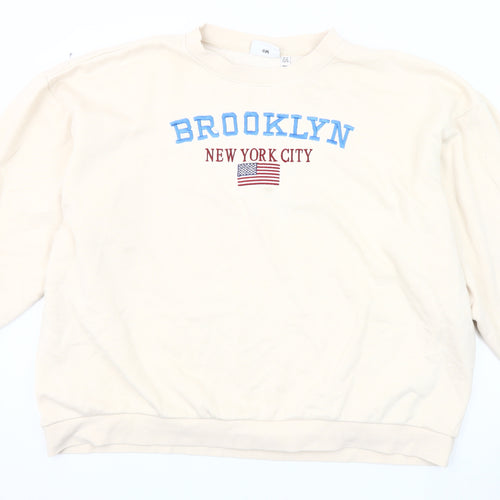 Daisy Street Women's Beige Graphic Logo Sweatshirt Size 22