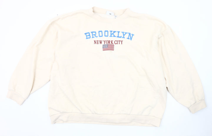 Daisy Street Women's Beige Graphic Logo Sweatshirt Size 22
