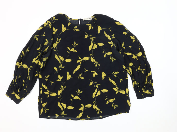 Marks & Spencer Women's Black Floral Viscose Tunic Blouse, Size 18