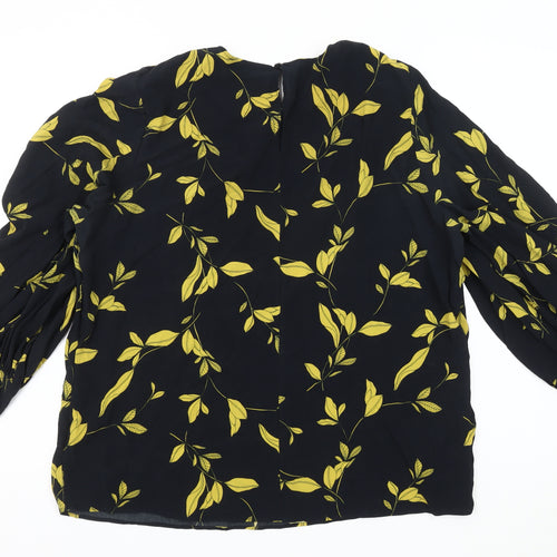 Marks & Spencer Women's Black Floral Viscose Tunic Blouse, Size 18