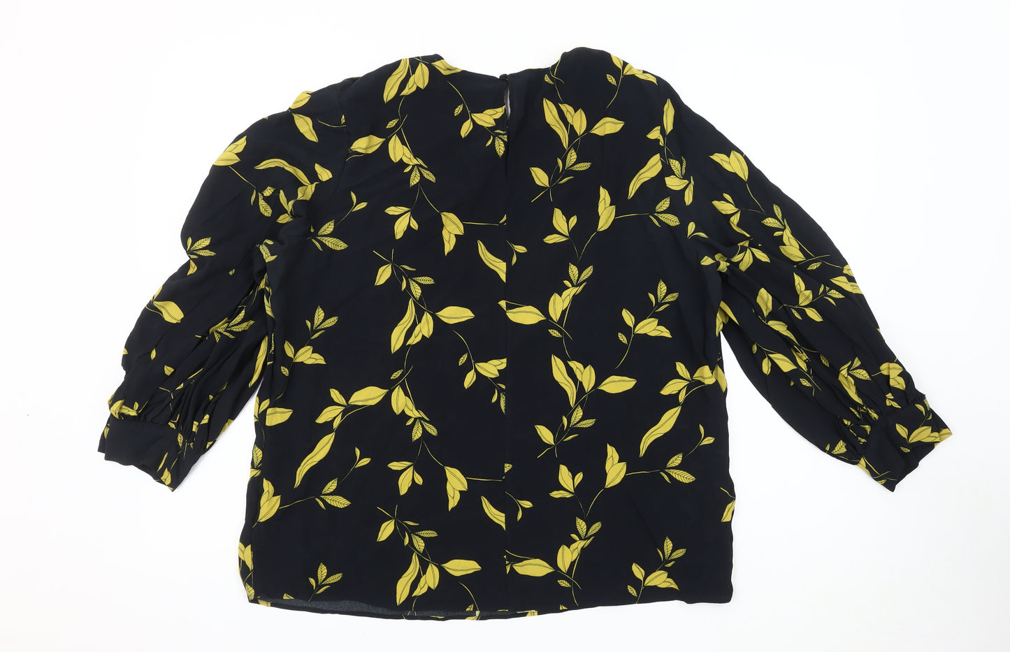 Marks & Spencer Women's Black Floral Viscose Tunic Blouse, Size 18