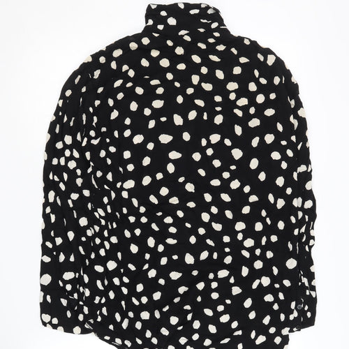 Collusion Women Black Animal Print Collared Shirt Size 8