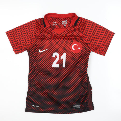 Nike Boys Red Football Jersey Size 104 - Breathable & Sporty