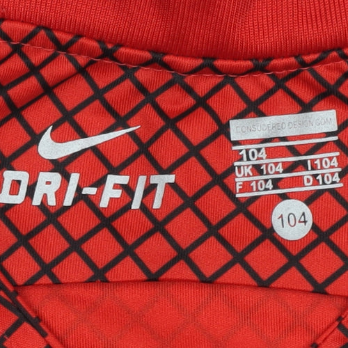 Nike Boys Red Football Jersey Size 104 - Breathable & Sporty