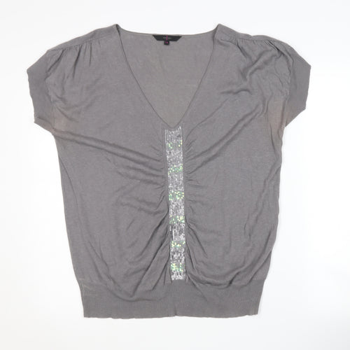 Jasper Conran Women's Grey Pullover Jumper, Size 14, Sequin Accent
