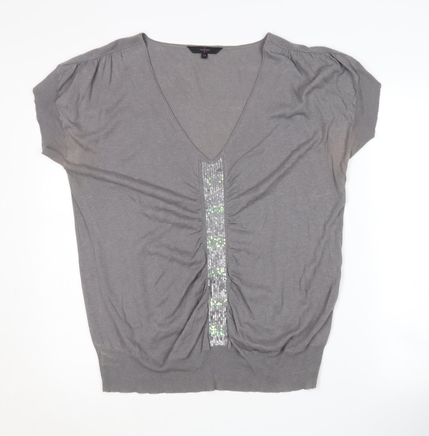 Jasper Conran Women's Grey Pullover Jumper, Size 14, Sequin Accent