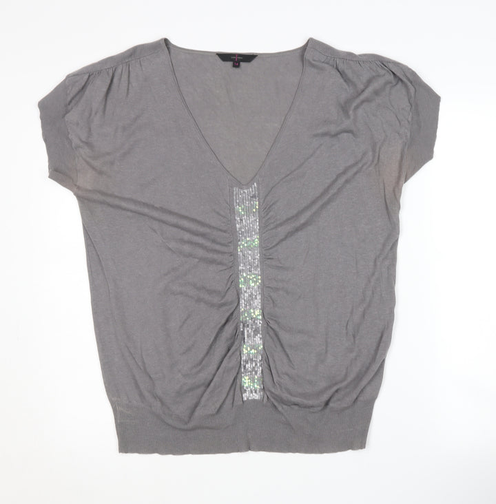 Jasper Conran Women's Grey Pullover Jumper, Size 14, Sequin Accent