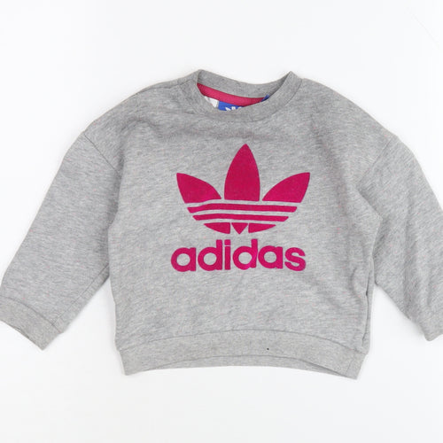 Adidas Grey Unisex Baby Pullover Jumper 9-12 Months