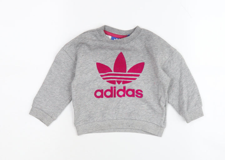 Adidas Grey Unisex Baby Pullover Jumper 9-12 Months