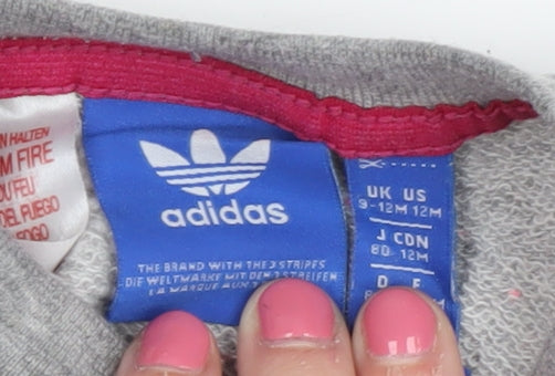 Adidas Grey Unisex Baby Pullover Jumper 9-12 Months
