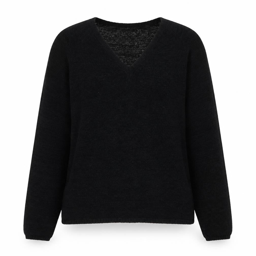 Front view of Daniel Hechter Women's Black V-Neck jumper - L