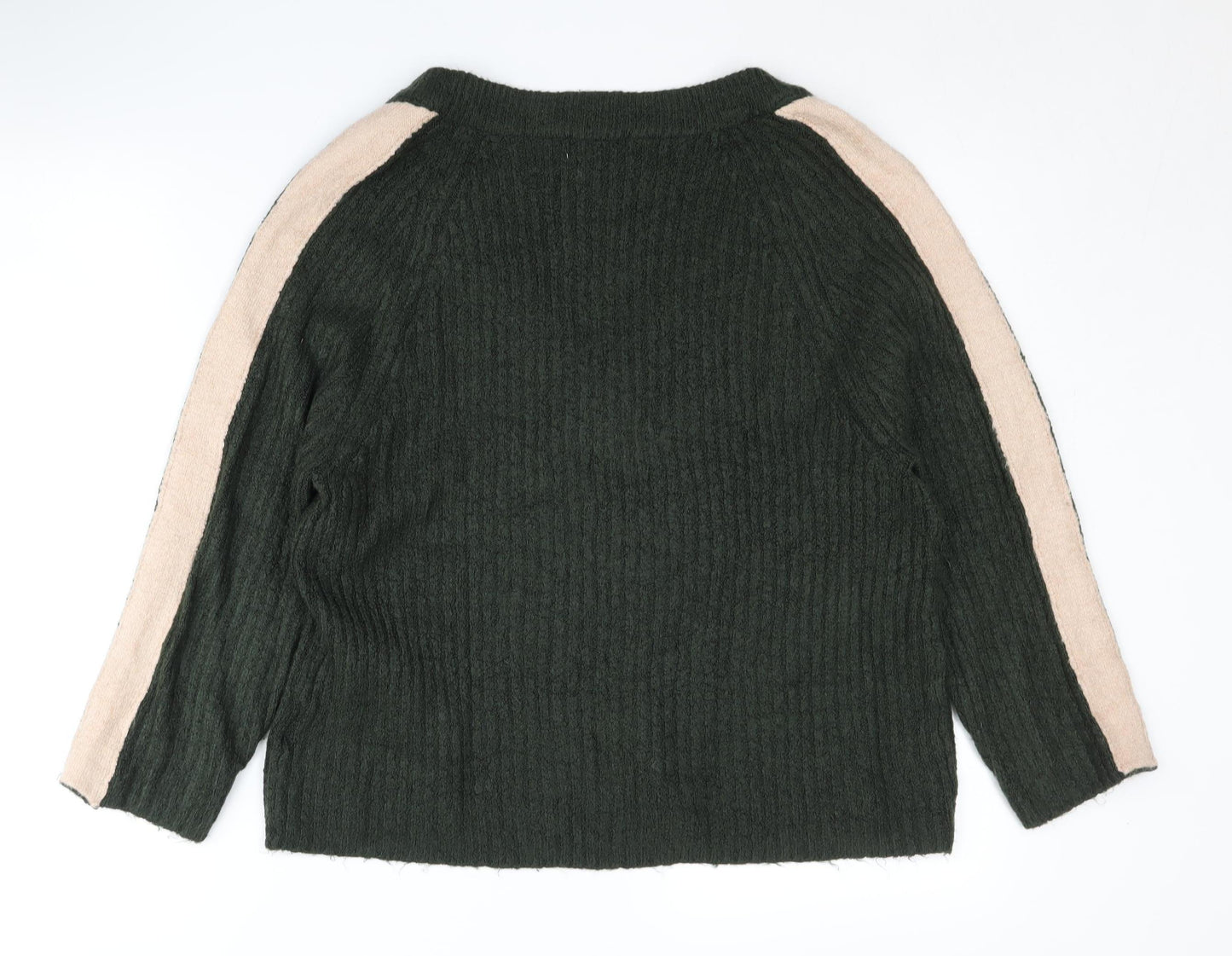 Jacqueline de Yong Women's Green V-Neck Pullover Jumper