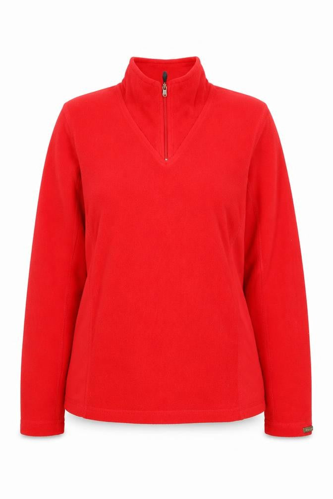 Front view of Columbia Women's Red 1/4 Zip Fleece Pullover Hoodie M