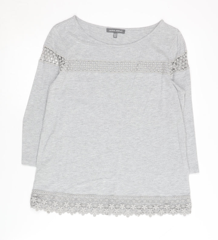Laura Ashley Women's Grey Lace Accent Blouse Size 12