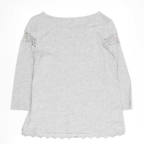 Laura Ashley Women's Grey Lace Accent Blouse Size 12