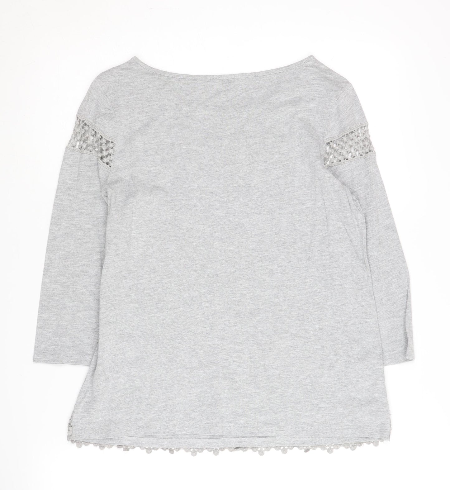 Laura Ashley Women's Grey Lace Accent Blouse Size 12