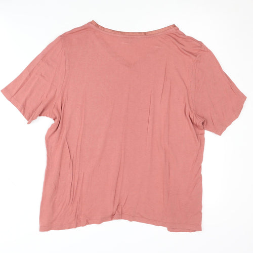 Laura Ashley Women's Pink Viscose V-Neck T-Shirt 16