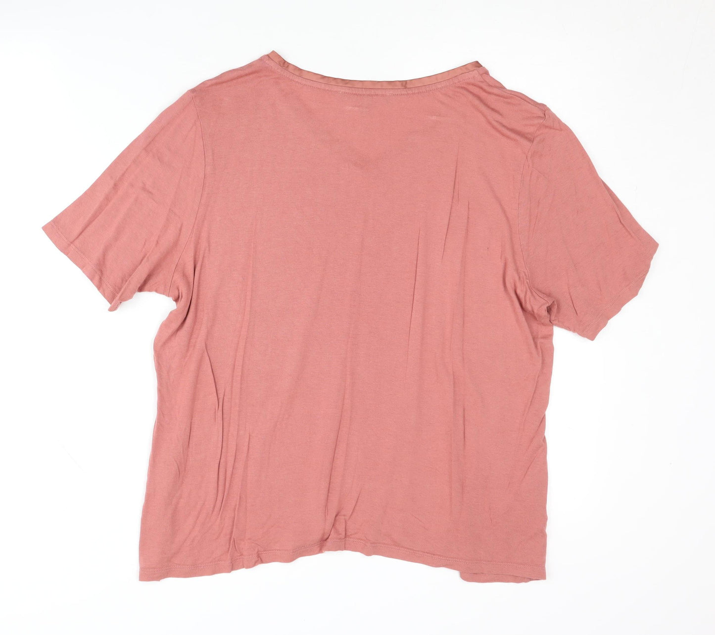 Laura Ashley Women's Pink Viscose V-Neck T-Shirt 16