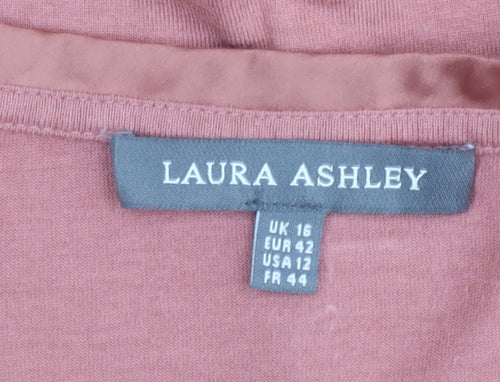 Laura Ashley Women's Pink Viscose V-Neck T-Shirt 16