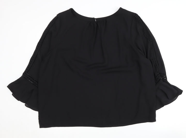 Wallis Women's Black Plus Size Lace Blouse - UK 20