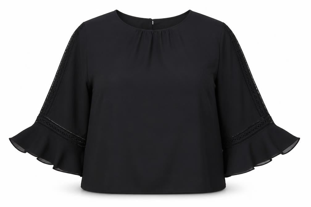 Front view of Wallis Women's Black Plus Size Lace Blouse - UK 20