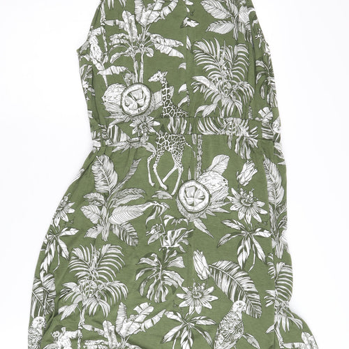 Warehouse Women's Green Animal Print Halter Dress