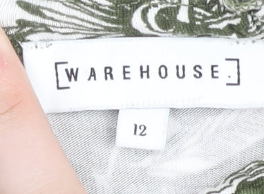 Warehouse Women's Green Animal Print Halter Dress