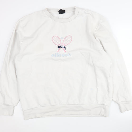 Ellesse Women's White Sweatshirt UK 8 with Logo Design