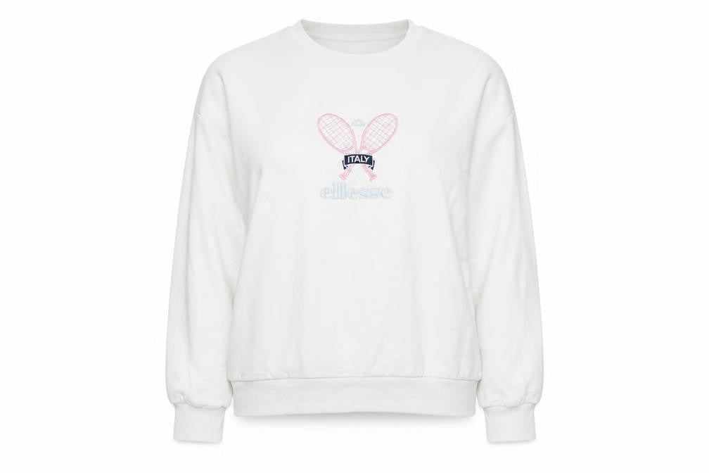 Front view of Ellesse Women's White Sweatshirt UK 8 with Logo Design