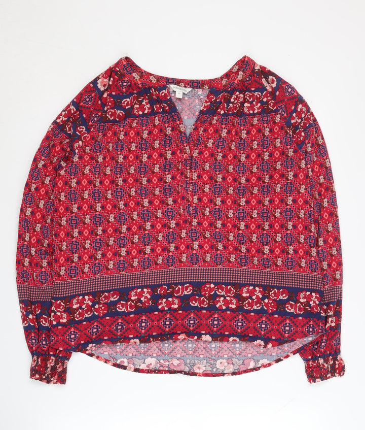 Monsoon Women's Red Geometric Tunic Blouse - Size M