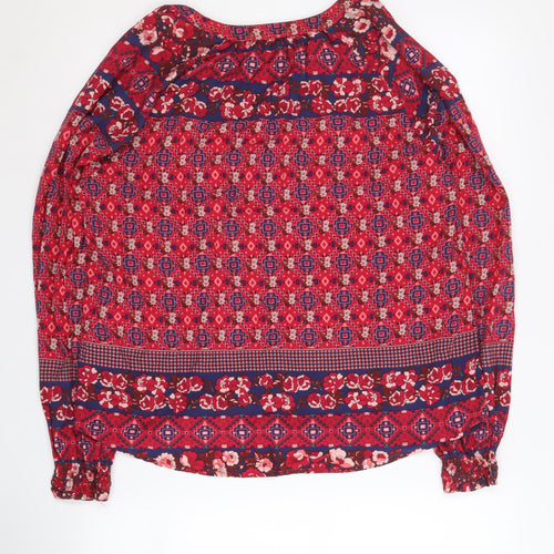 Monsoon Women's Red Geometric Tunic Blouse - Size M