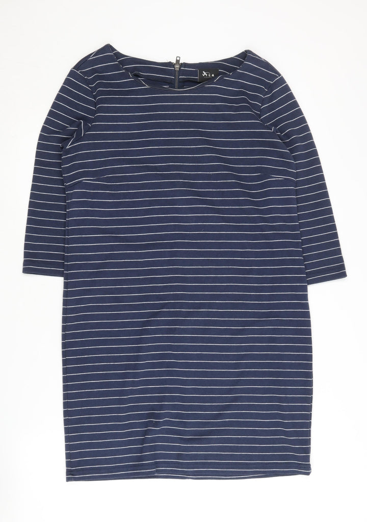 VILA Women's Blue Striped Jersey Dress M