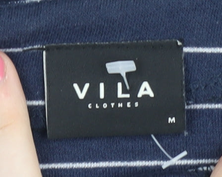 VILA Women's Blue Striped Jersey Dress M