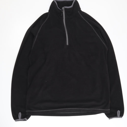 Site Women's Black Fleece Sweatshirt L 1/2 Zip Casual