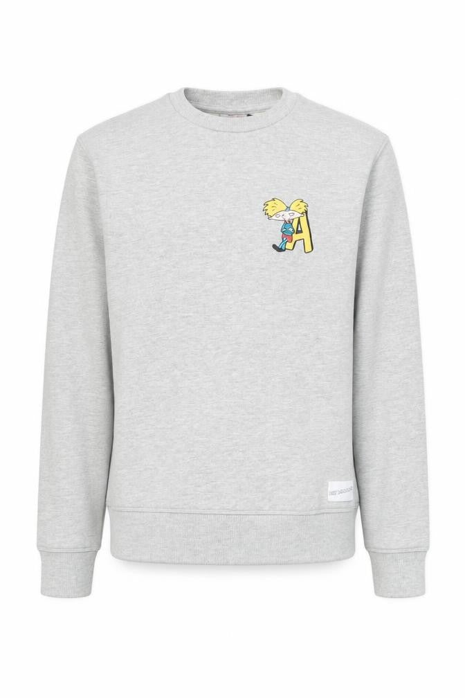 Front view of Topman Men's Grey Hey Arnold Sweatshirt Medium