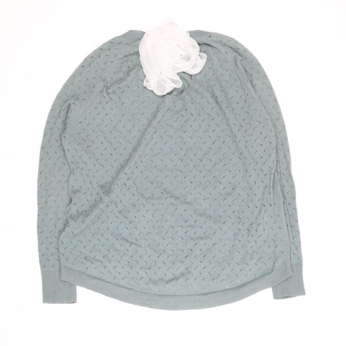 Ille De Cocos Blue Crew Neck Women's Jumper Size S