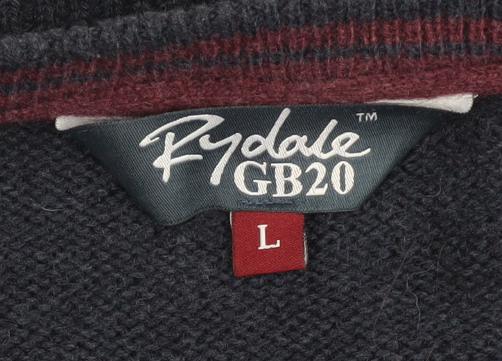 Rydale Men's Blue Lambswool Pullover Sweatshirt L