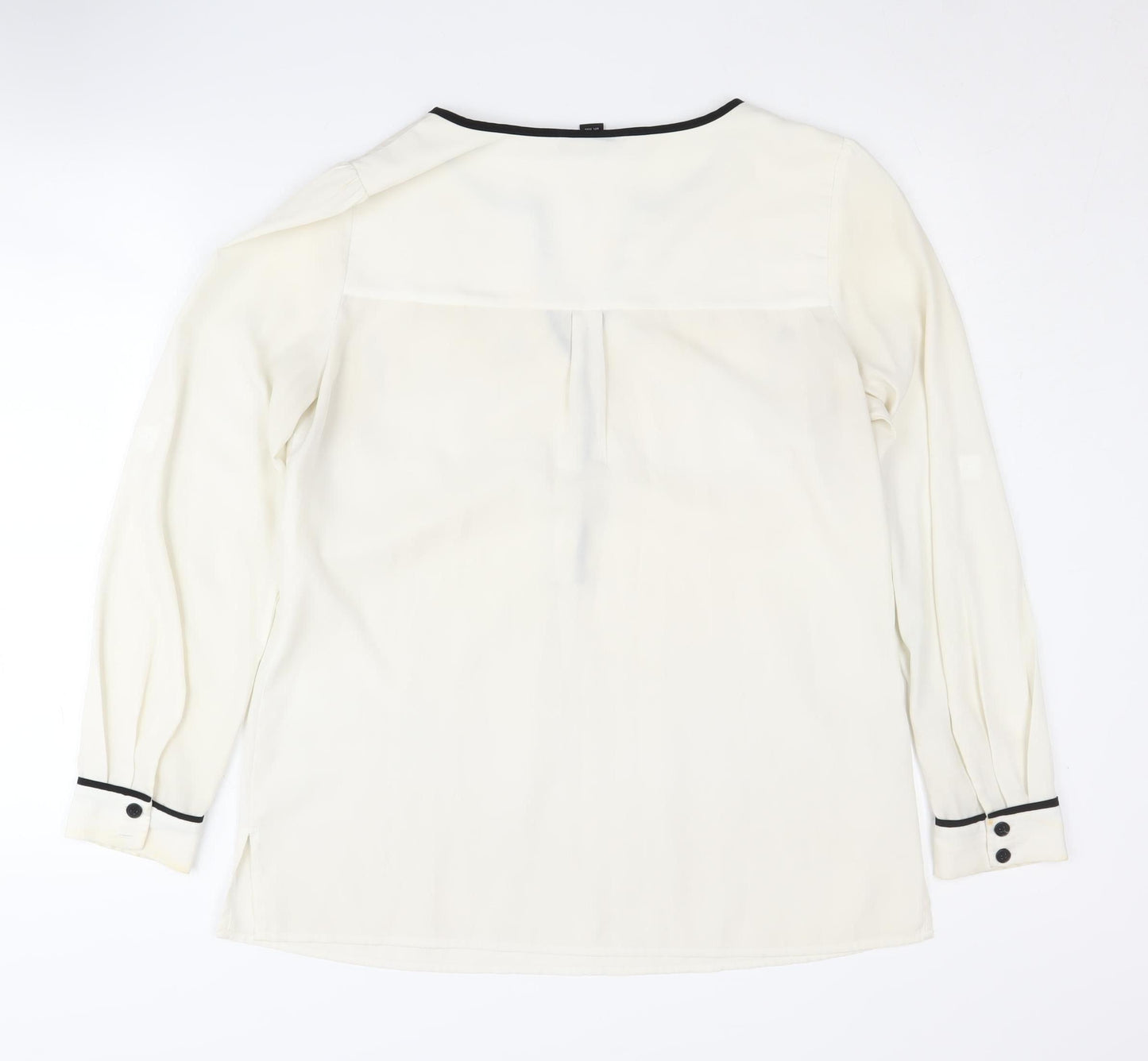 Alfani Women's Ivory Blouse Size 10 V-Neck Button Accent