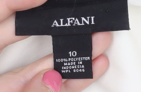 Alfani Women's Ivory Blouse Size 10 V-Neck Button Accent