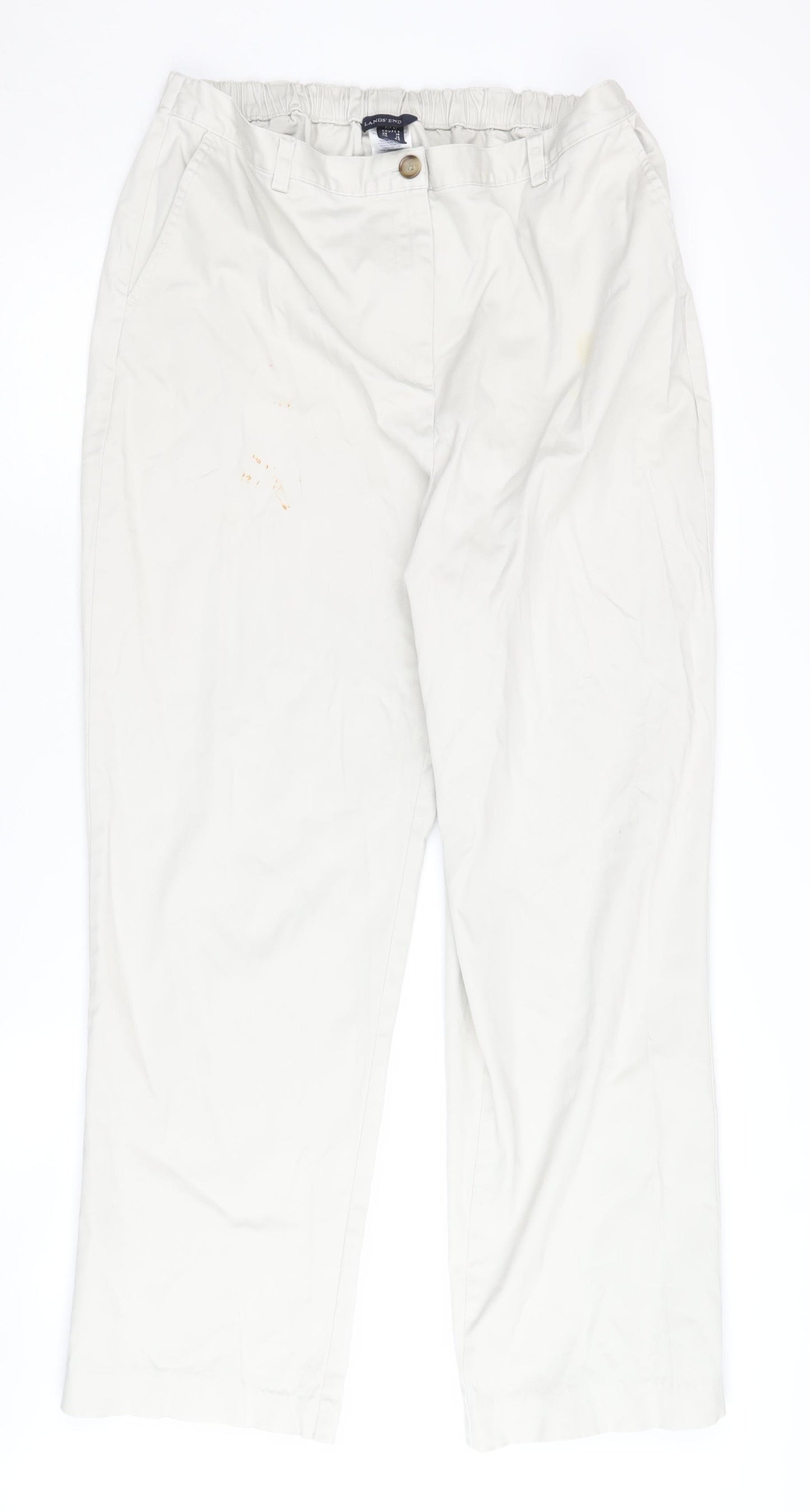 Lands' End Women's Ivory Chino Trousers Size 16