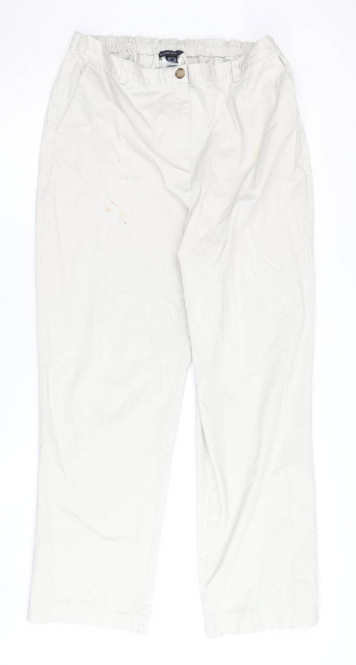 Lands' End Women's Ivory Chino Trousers Size 16
