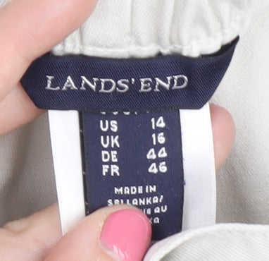Lands' End Women's Ivory Chino Trousers Size 16